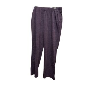 Lands' End Sport Knit Pants Womens Medium Tall MT Purple Straight Leg High Rise